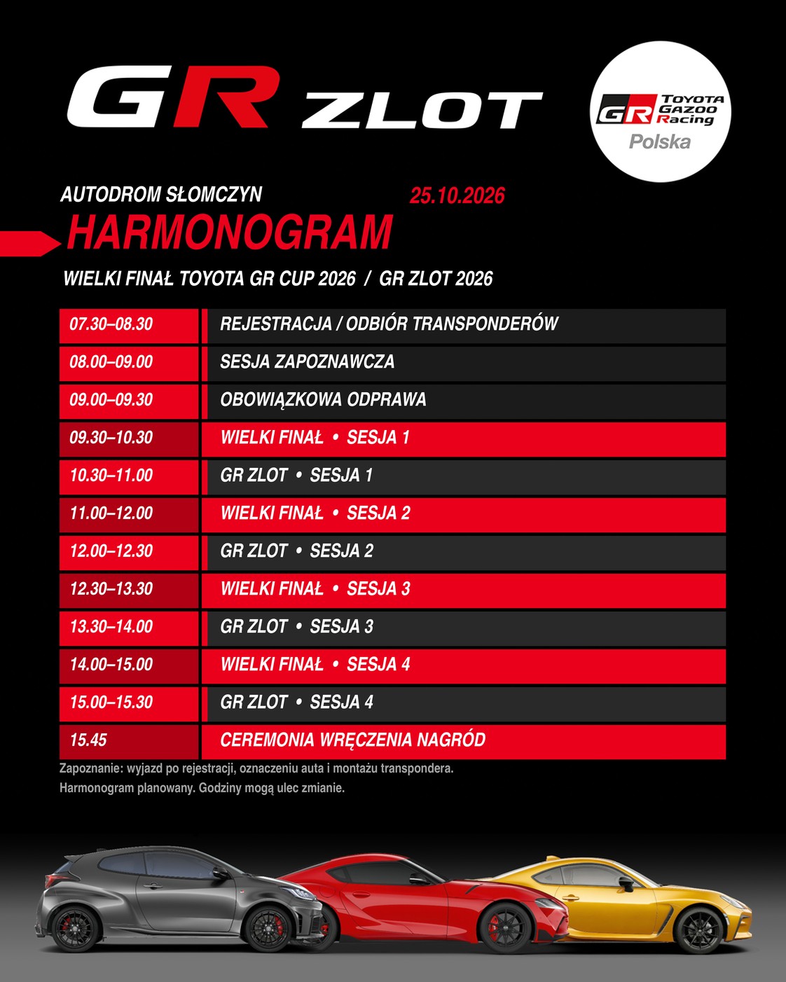 Harmonogram GR ZLOT Wielki Final 2026