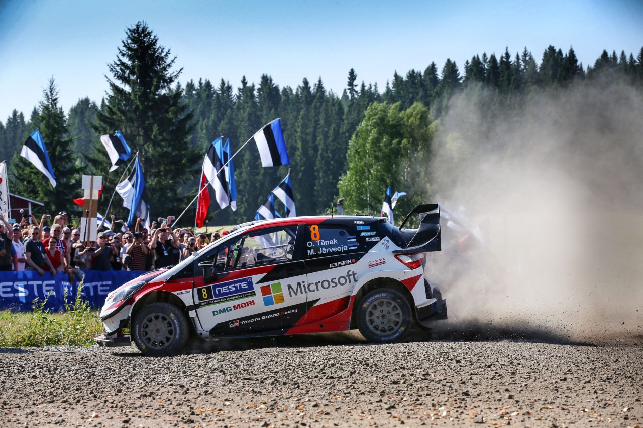 Yaris WRC zespołu Toyota Gazoo Racing WRT w czasie Rajd Finlandii 2018