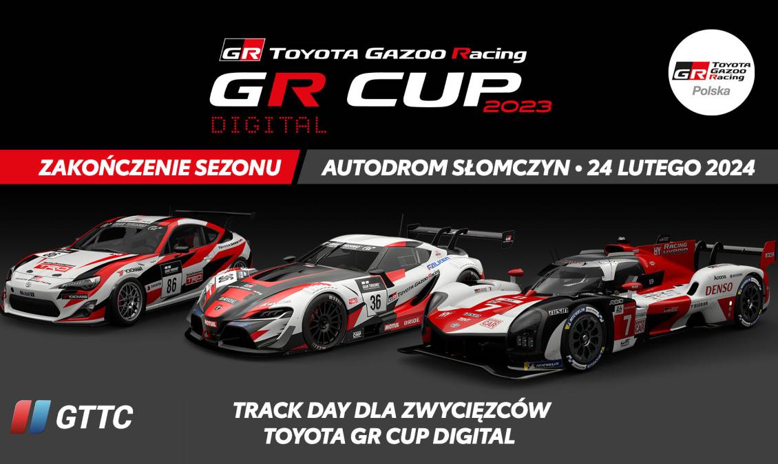 Wręczenie pucharów dla zwycięzców TOYOTA GR CUP DIGITAL - Autodrom Słomczyn 24 lutego 2024